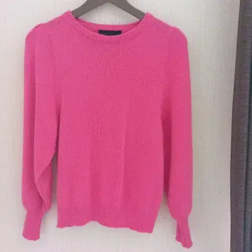 자유구 쿠미쿄쿠 핑크 긴팔 니트 퍼프 슬리브