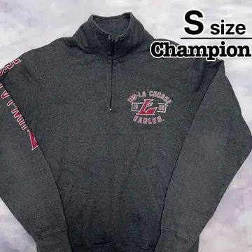 Champion 하프 지퍼 맨투맨 S 다크 그레이 프린트 라크로스