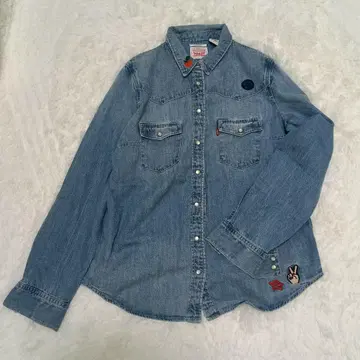 Levi's 데님 셔츠 M 긴팔 귀여운 자수
