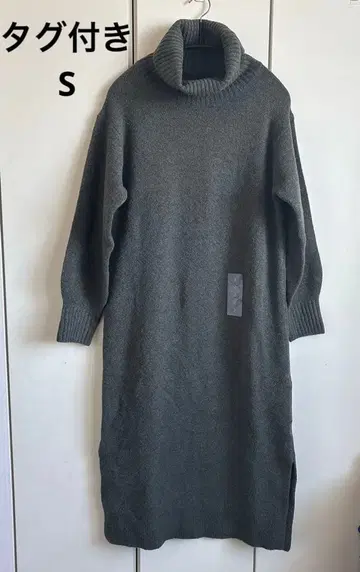 유니클로 수플레얀 터틀넥 니트 원피스 그린 S