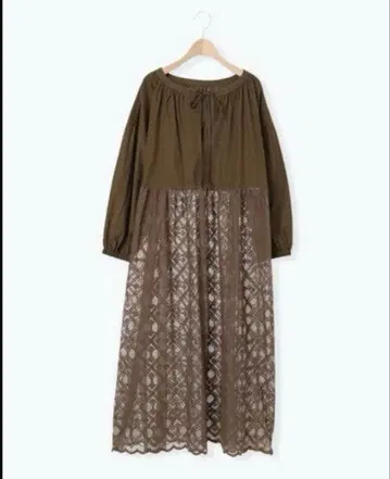 사만사 모스모스 튤 자수 절개 원피스 카키