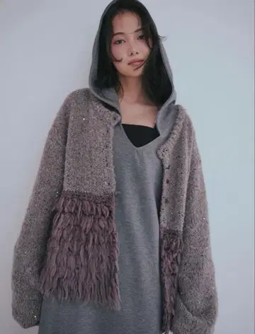 [ Andequal ] fringe design gritter knit