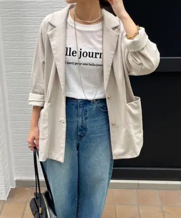 DouDou 저지 래글런 슬리브 자켓 아이보리