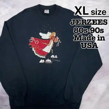 USA 80s-90s JERZEES 맨투맨 XL 블랙 천사 구제 의류