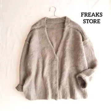프릭스스토어 아크릴 니트 가디건 모헤어풍 오버 사이즈