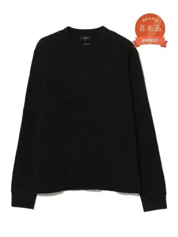 BEAMS 서멀 티셔츠 크루넥 백명품 S 사이즈 블랙