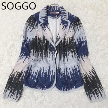 SOGGO 테일러드 자켓 프린지 파이핑 스플래시 무늬 배색 S