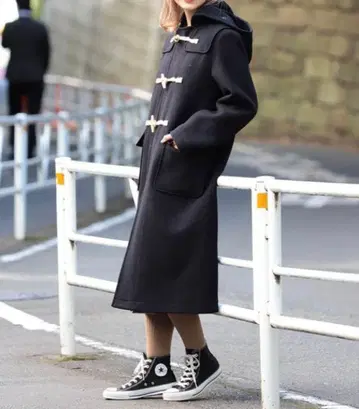 BEAMS BOY 멜톤 롱 더플 코트 네이비