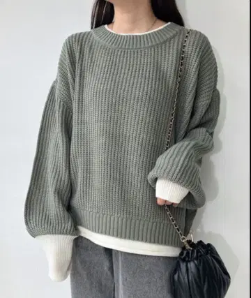 AS KNOW AS plus 레이어드 스타일 바이컬러 니트 풀오버 니트