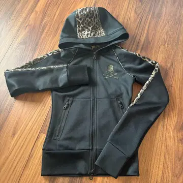 Roen 레오파드 무늬 후드 스컬 자수 후드티