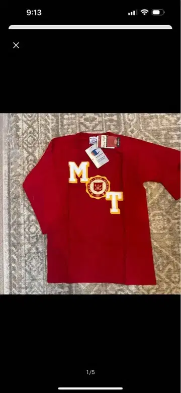 Champion T-1011 레드 긴팔 티셔츠 S 7부 소매