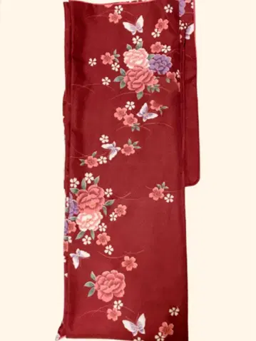 새상품 워셔블 코몬 이중 기모노 자홍색