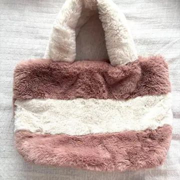 퍼 토트백 핑크 화이트 귀여운