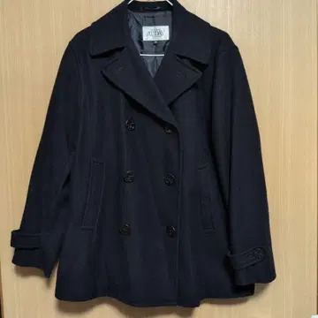 네이비 더블 브레스트 피 코트 M