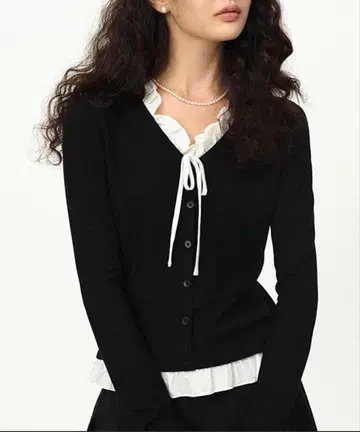 Fano studios 프릴 칼라 리브 리본 상의