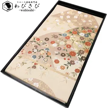 후쿠로 오비 꽃무늬 금실 미색 O-5795