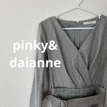 PINKY & DIANNE 그레이 긴팔 랩 원피스 벨트 포함