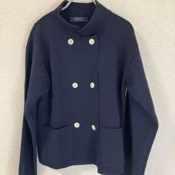 HAND ROOM 네이비 더블 브레스트 니트 자켓 울 100%