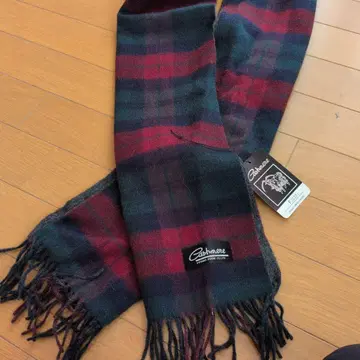 캐시미어 빨간색 파랑 그린 체크 머플러 울 100%