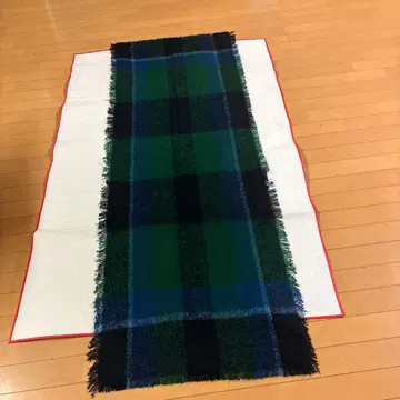 체크 무늬 스톨 그린 블랙