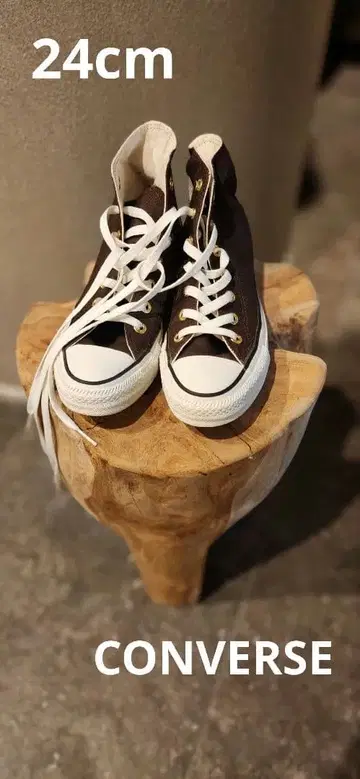 [ 미사용 새상품 ] CONVERSE 하이컷 브라운 24cm 스니커즈