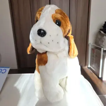 강아지 봉제 인형 브라운과 화이트 약 30cm