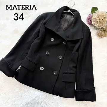 [ 마테리아 ] 울 캐시미어 하프 코트 빅 칼라 작은 사이즈 34 XS