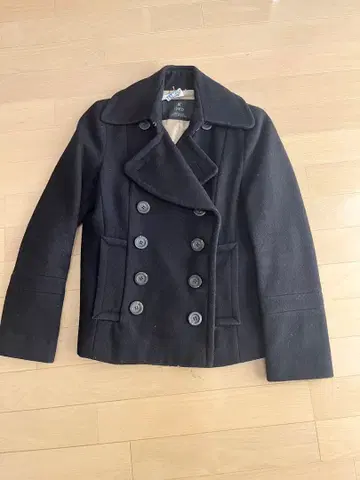 INED 울 더블 브레스트 피 코트 NAVY