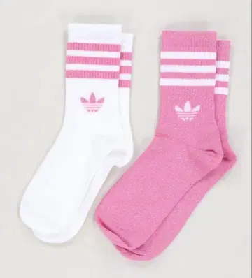 아디다스 화이트/핑크 라메 스트라이프 삭스 2족 세트