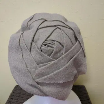 베이지 장미 베레모 울