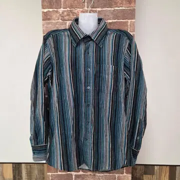 TAKA-Q 타카큐 셔츠 코발트 블루 x 블랙 스트라이프 포켓