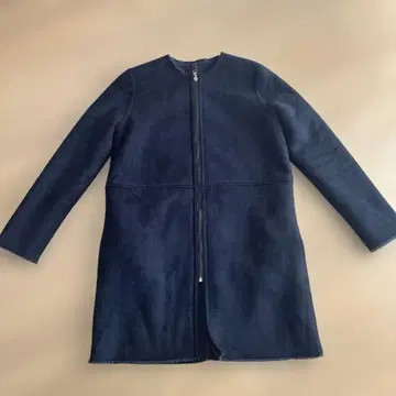 네이비 무스탕 코트 집업