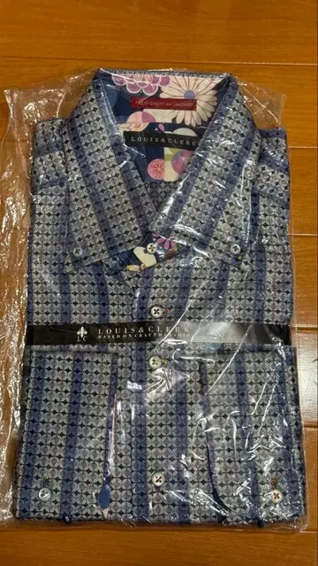 LOUIS & CLERK 기하학 패턴 드레스 셔츠 LL 사이즈