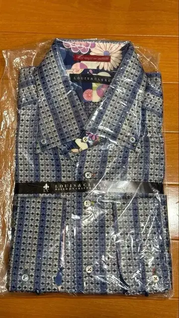 LOUIS & CLERK 기하학 패턴 드레스 셔츠 LL 사이즈