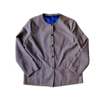 [ 영국 현지 구매 ] 체크 무늬 노카라 자켓