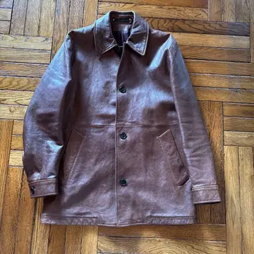 폴 스미스 브라운 가죽 자켓 카 코트