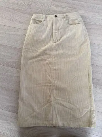 코듀로이 타이트 스커트 크림