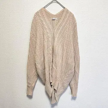 JEANASIS 케이블 니트 베이지 F 사이즈 V넥 디자인