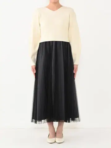 플리츠 튤 도킹 원피스 COHINA