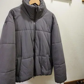 그레이 다운 자켓 스탠딩 칼라