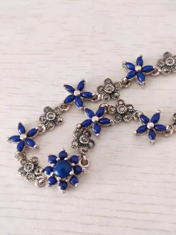 [ 미사용 ] 마카사이트 & 블루스톤 실버 목걸이