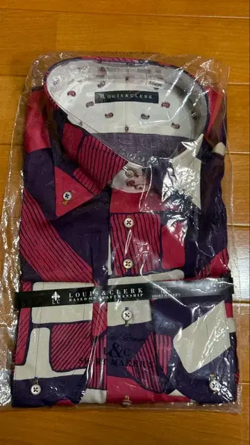 LOUIS & CLERK 비즈니스 셔츠 보라색 빨간색 화이트 LL 사이즈