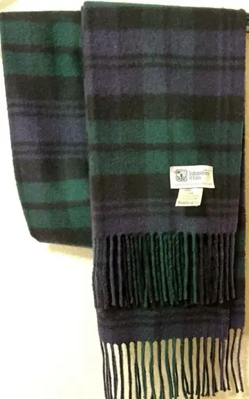 새상품급 존스턴스 캐시미어 100% 머플러 체크 그린