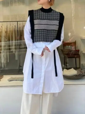 투데이풀 자카드 파이핑 베스트