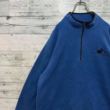 [최고의 컬러] 자수 원포인트 로고 빅 루즈 레트로 플리스 하프 지퍼