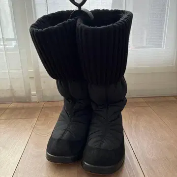 kuoma 블랙 니트 커프 스노우 부츠