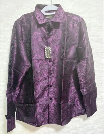 DiBanGu 퍼플 페이즐리 무늬 셔츠