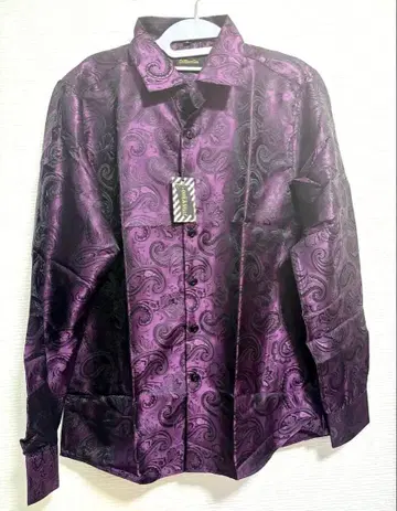 DiBanGu 퍼플 페이즐리 무늬 셔츠