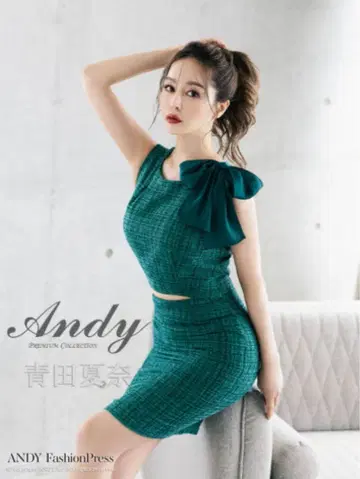 Andy 그린 타이트 드레스 리본 포함 새상품 S