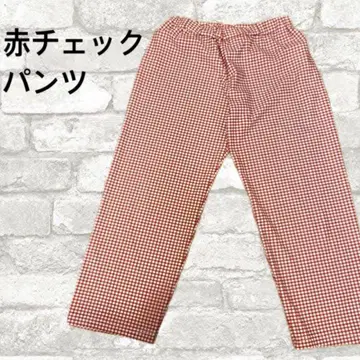 [여성용] 빨간색 체크 팬츠/7부 기장/깅엄 체크